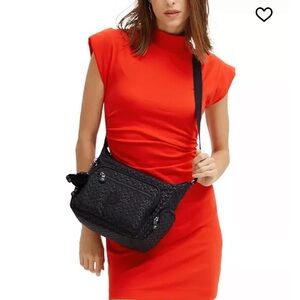 Kipling Gabbie Small Signature Embossed Black Shoulder Bag